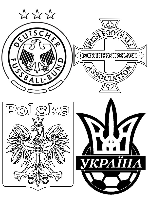 Coloring page Group C: Poland - Northern Ireland - Germany - Ukraine