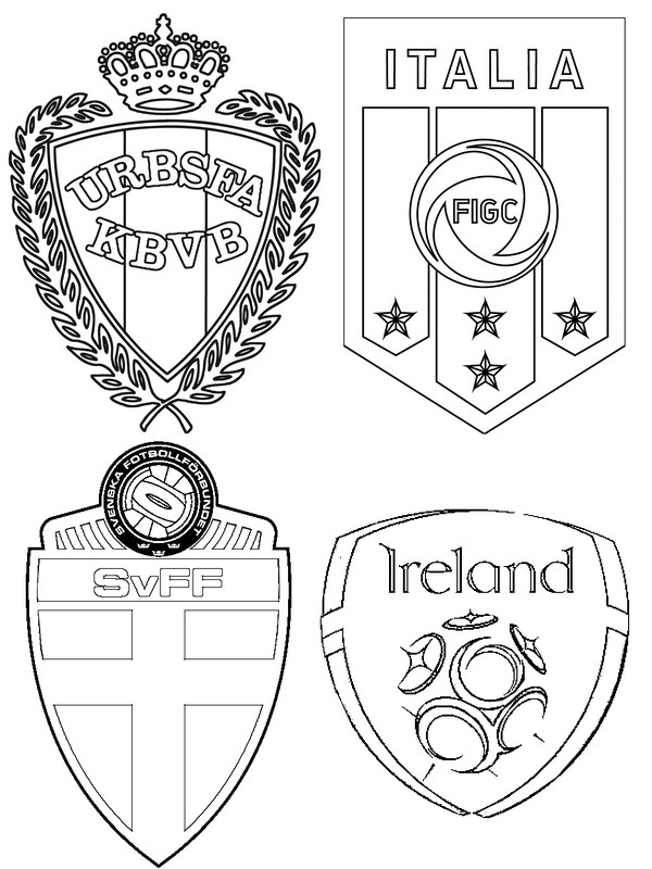 Coloring page Group E: Republic of Ireland - Sweden - Belgium - Italy