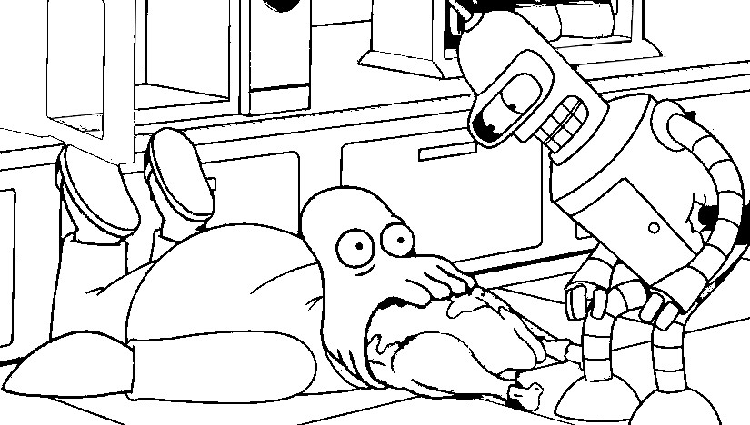 Coloring page Bender, Doctor Zoidberg