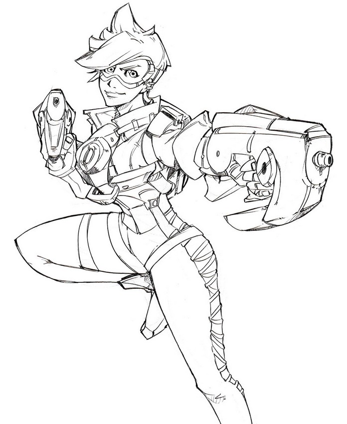 Coloring page Overwatch : Tracer 2