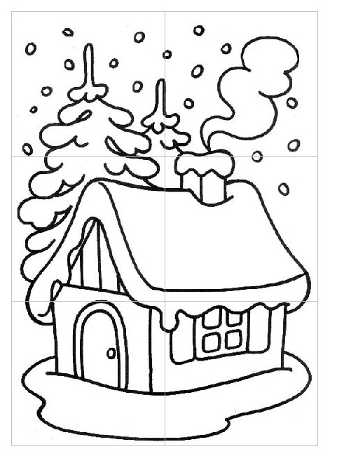 Coloring page Cut the puzzle, mixes parts and redoes it.