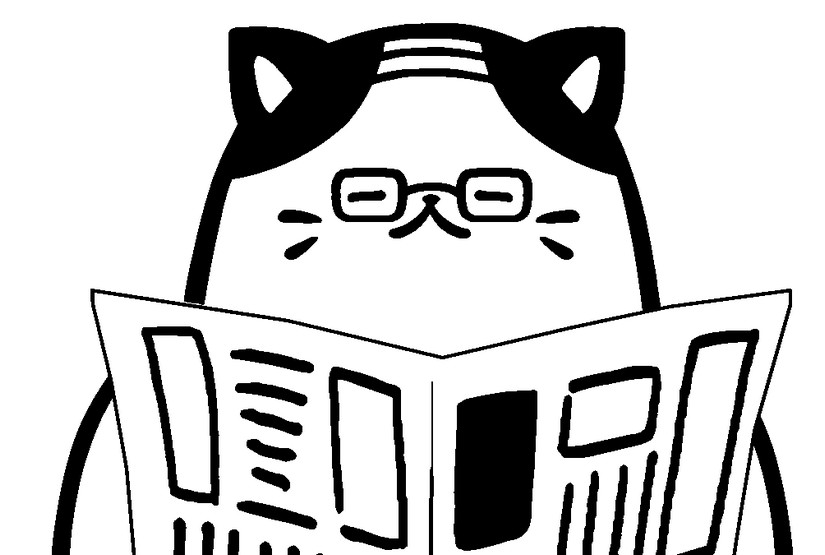 Coloring page Bananya reads the newspaper