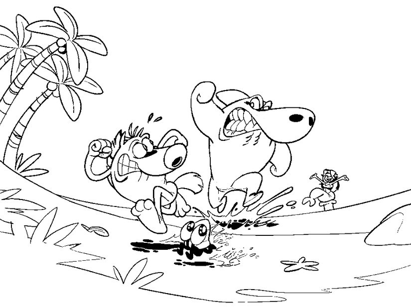 Coloring page Zig, Sharko, Bernie, Marina