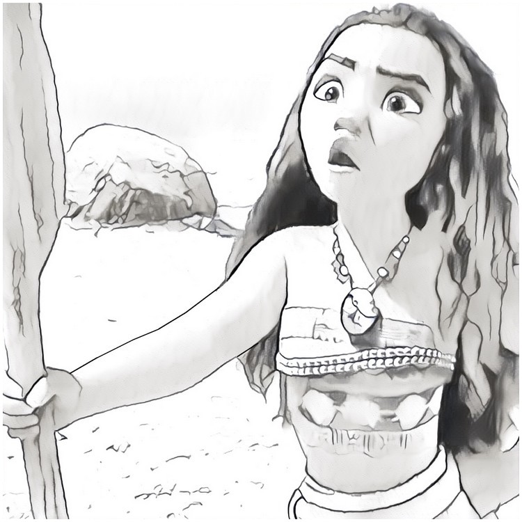 Coloring page Moana young girl