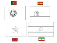 Dibujo para colorear Grupo B: Portugal - España - Marruecos - Irán