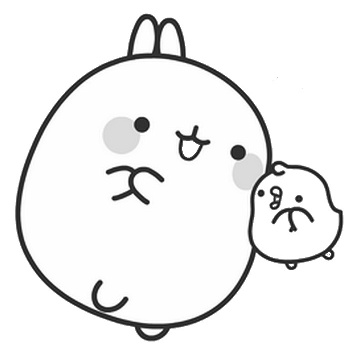 Coloring page Molang the rabbit and Piu-Piu the chick