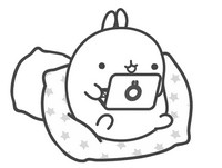 Coloring page Molang plays with the computer
