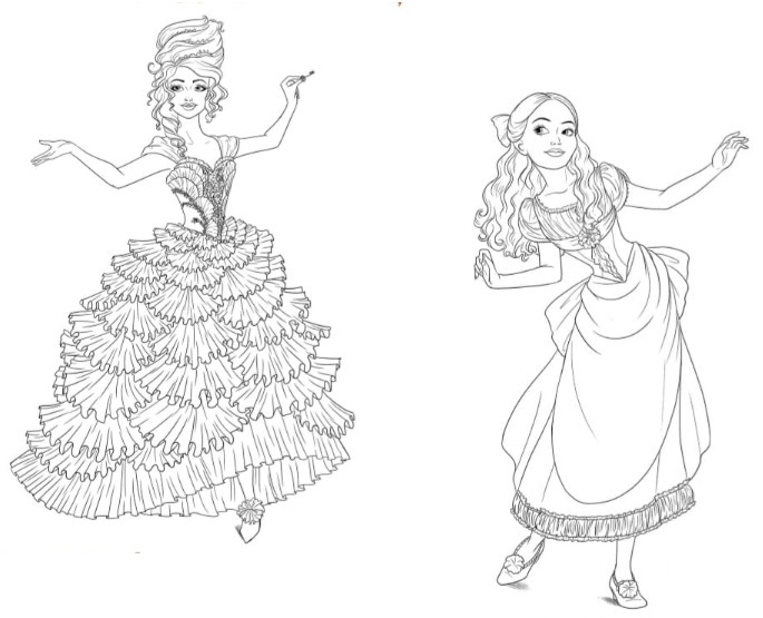 Dibujo para colorear Hada de Azúcar, la Reina del Primer Reino de los Dulces y Clara