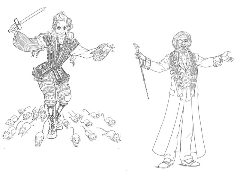Coloring page Mother Ginger and Drosselmeyer