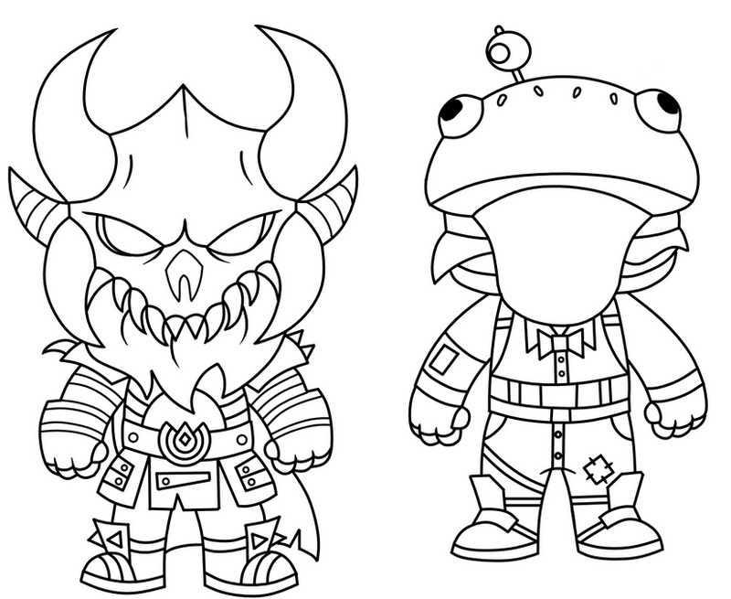 Disegno da colorare Mini Cute The Dark Viking e Mini Frog