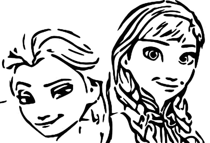 Coloring page Anna and Elsa