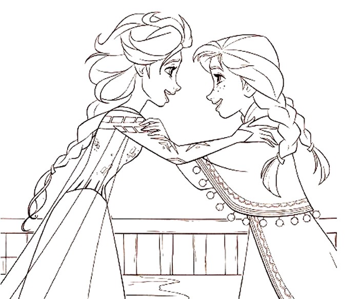 Disegno da colorare Elsa e Anna