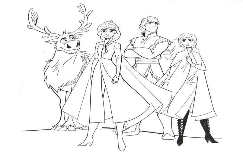 Målarbok Anna, Elsa, Kristoff och Sven