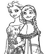 Dibujo para colorear Anna y Elsa