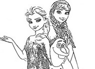 Dibujo para colorear Anna y Elsa