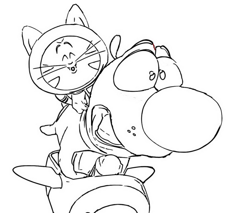 Coloring page Pat the dog and the cat