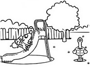 Coloring page Pat the dog makes of the slide