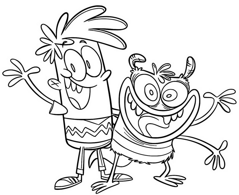 Coloring page Bunsen and Mikey Munroe