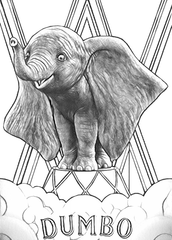 Coloring page Dumbo - Tim Burton