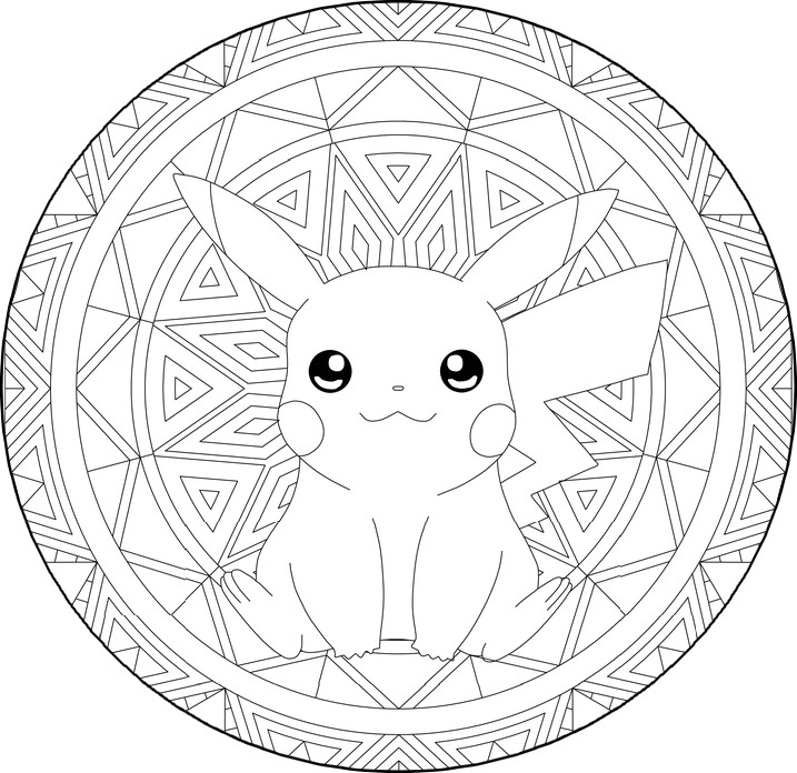 Tulostakaa värityskuvia Mandala Pikachu