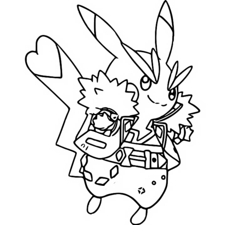 Kleurplaat Pikachu Rock Star