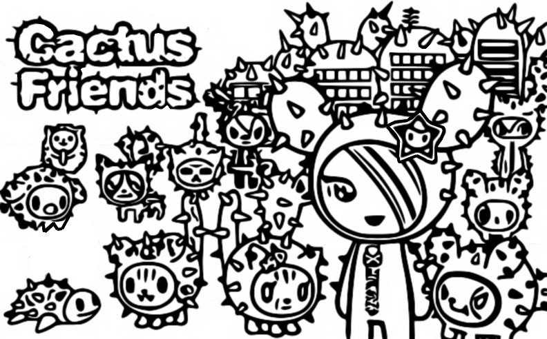 Desenho para colorir Cactus Friends