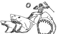 Coloring page Aquaman - Sharks