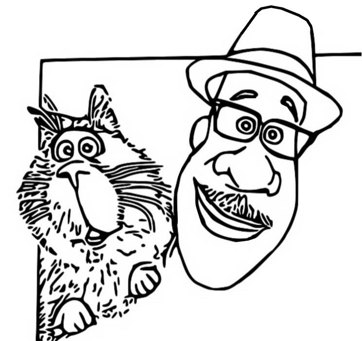 Desenho para colorir Joe e seu gato
