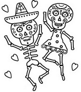 Coloring page Skeleton dance