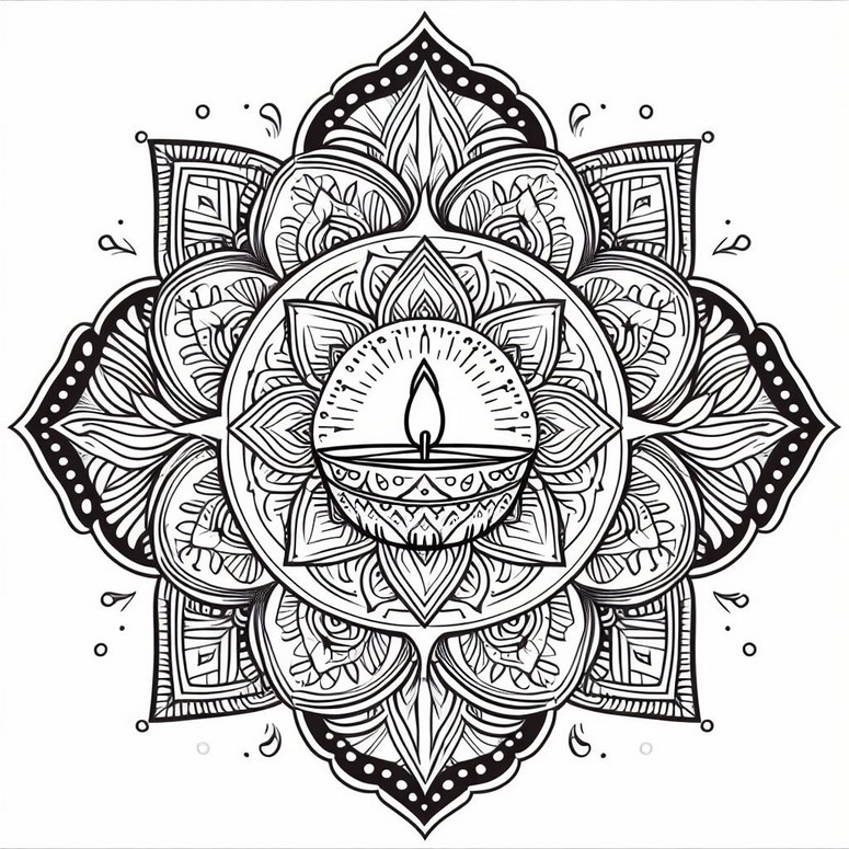 Desenho para colorir Mandala - vela