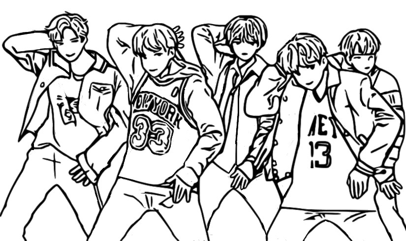 Coloring page Bangtan Boys