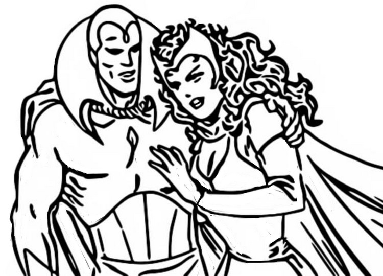 Coloring page Vision and Scarlet Witch