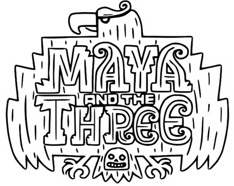 Desenho para colorir Logotipo Maya and the three
