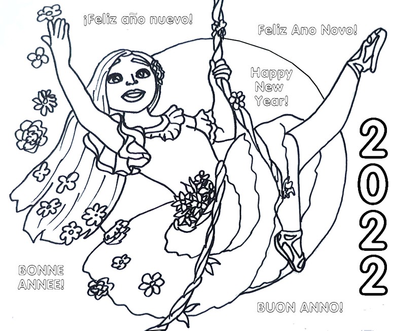 Desenho para colorir Isabela - Feliz Ano Novo 2022!