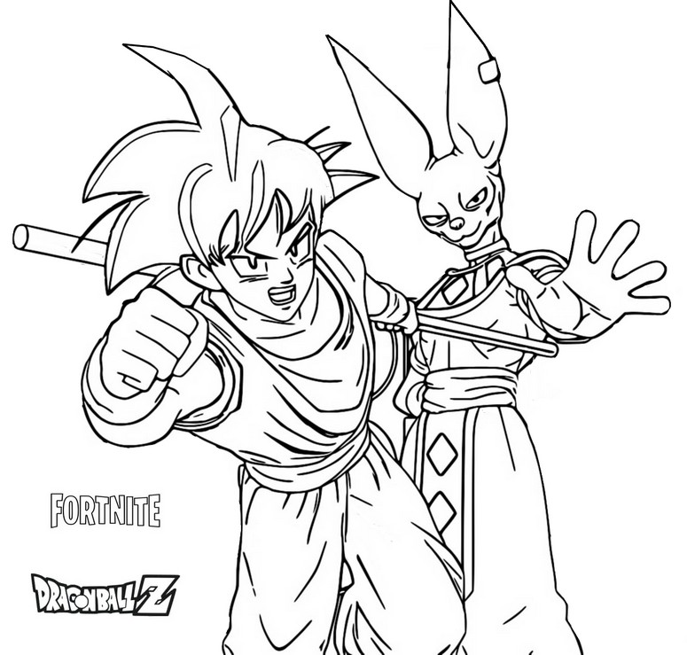 Desenho para colorir Dragon Ball Z - Son Goku - Beerus