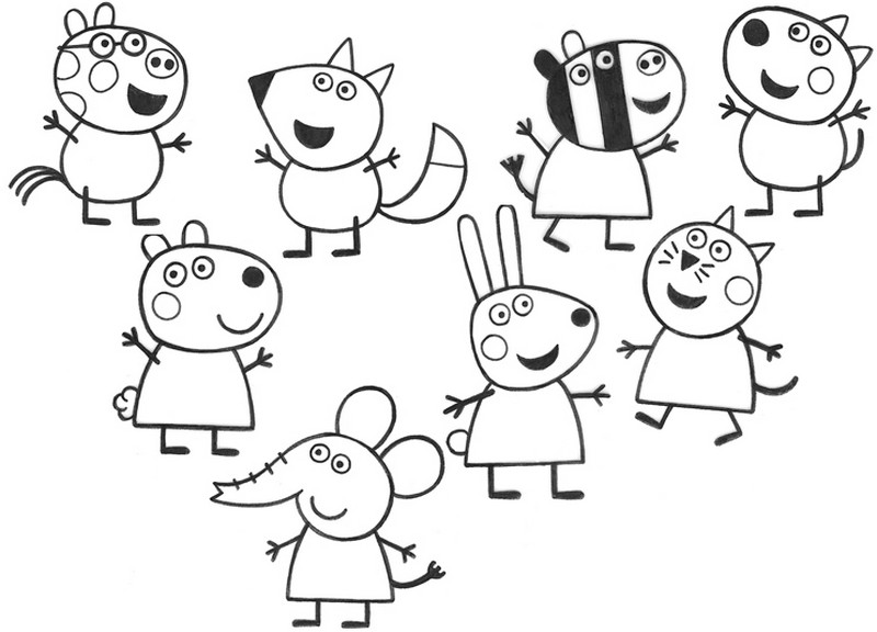 Dibujo para colorear Pedro, Zoe, Freddy, Danny, Suzy, Emily, Rebecca, Candy
