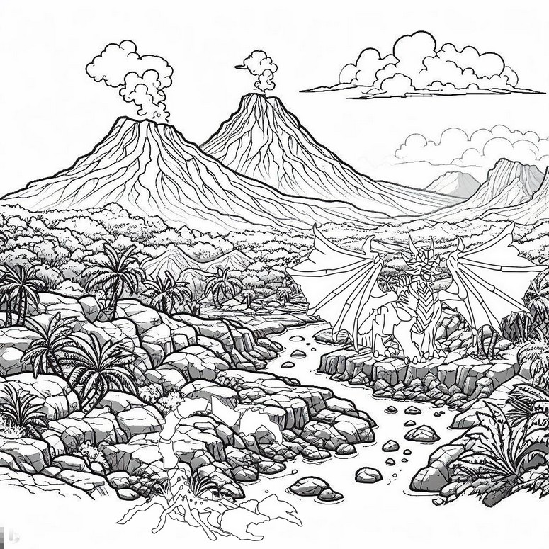Malvorlagen Vulkane: Lavaskorpion und Schattendrache
