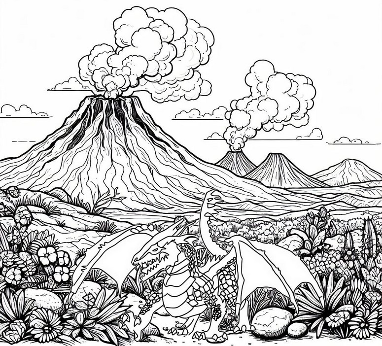 Malvorlagen Vulkane: Schattendrache