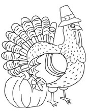 Dibujo para colorear Turquía con sombrero