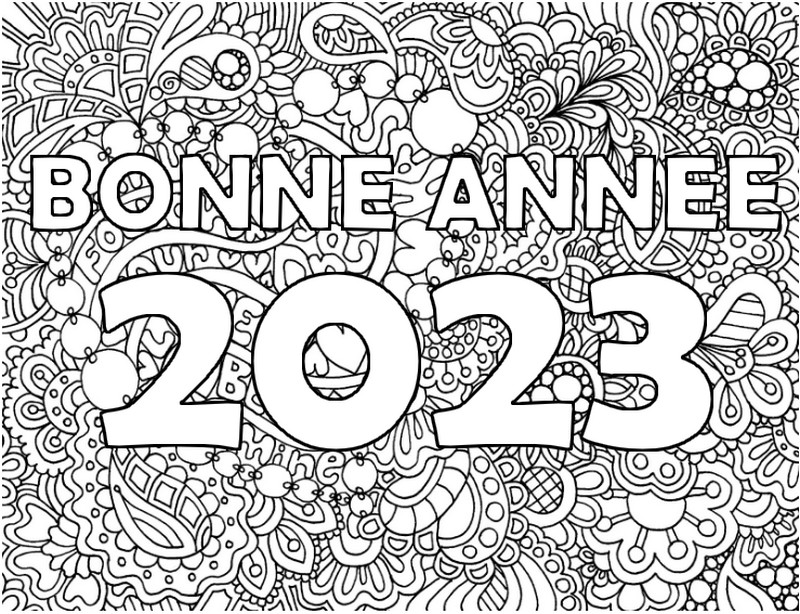 Fargelegging Tegninger Bonne Année 2023!