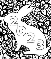 Disegno da colorare Anno di coniglio felice