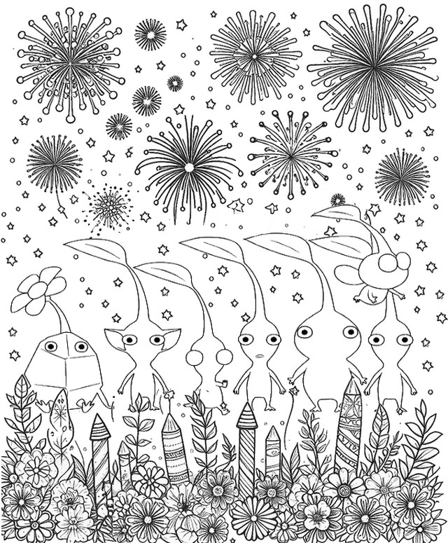 Coloring page New Year's fireworks