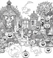 Dibujo para colorear Jardín de halloween
