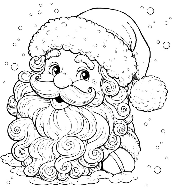 Desenho para colorir Retrato do Papai Noel
