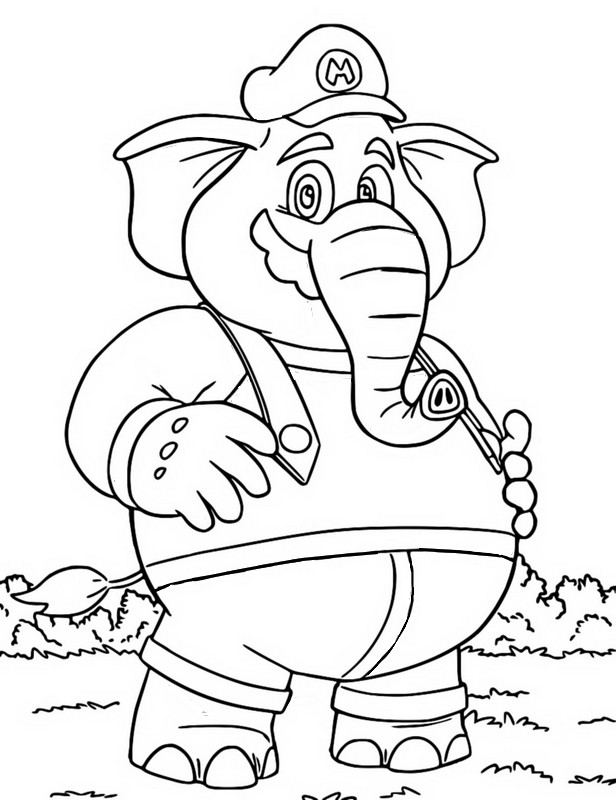 Desenho para colorir Mario Elephant