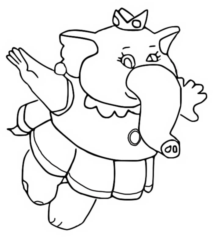 Disegno da colorare Peach - Elefante