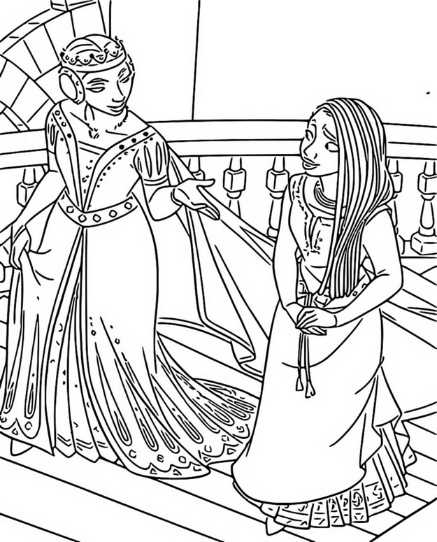 Desenho para colorir Asha e Queen Amaya
