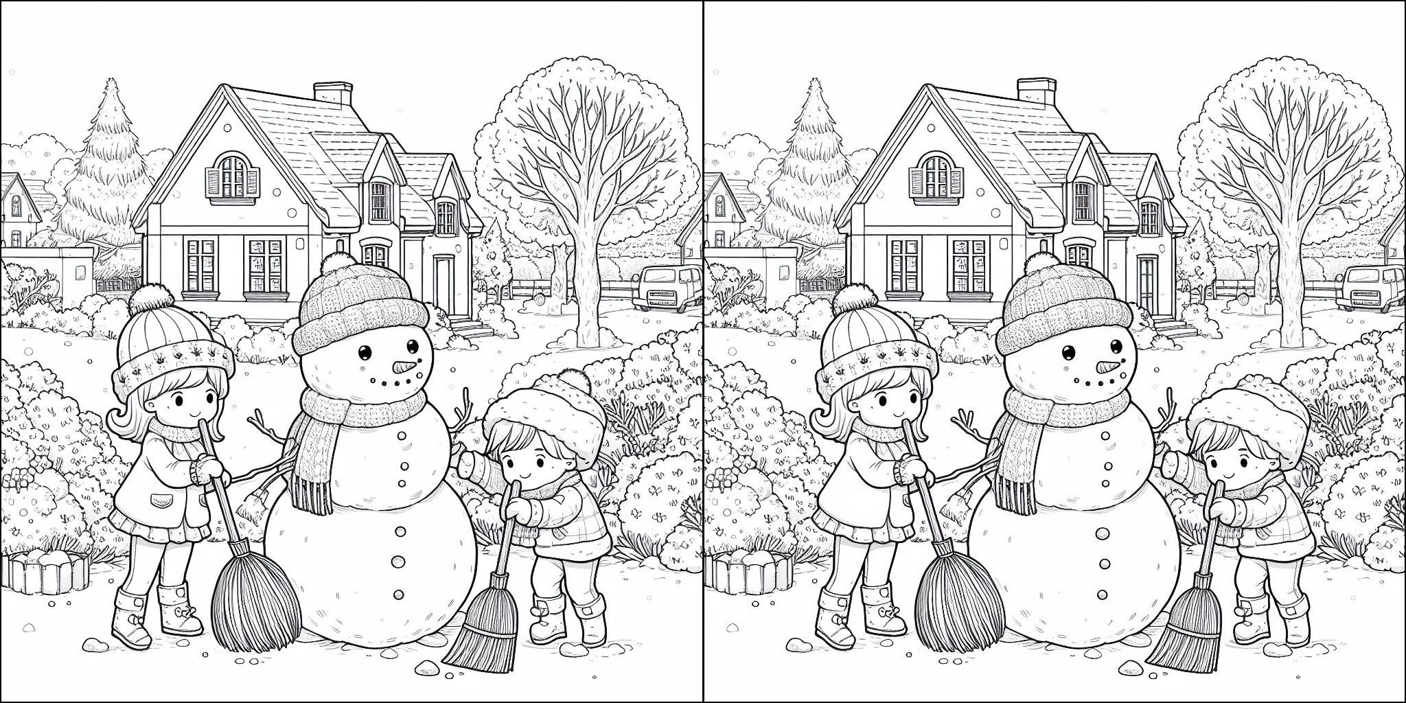 Kolorowanka Snowman i dzieci