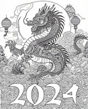 Dibujo para colorear año Nuevo Chino