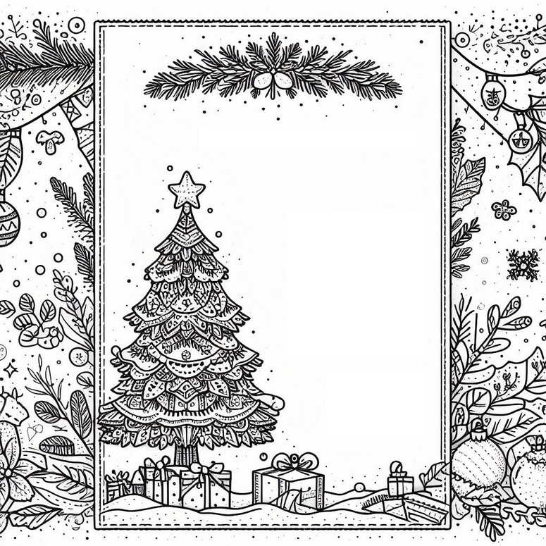 Kolorowanka drzewko świąteczne